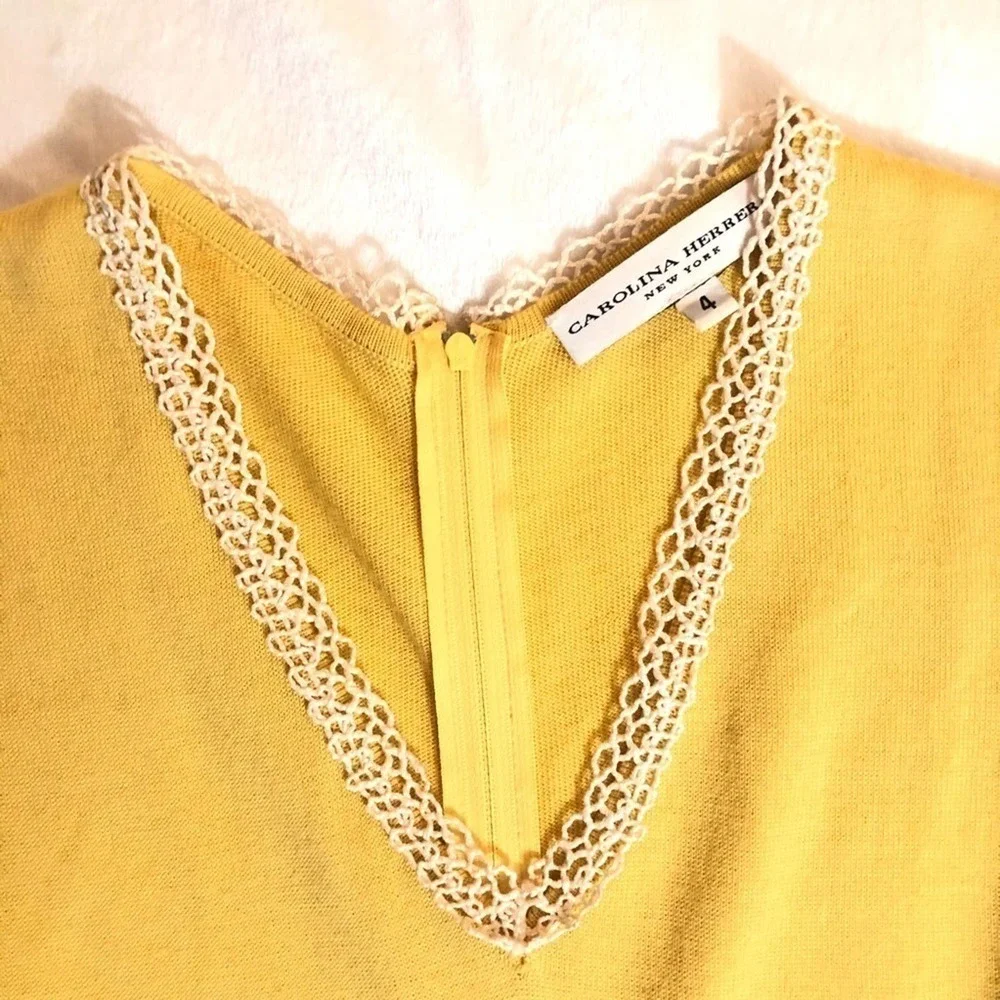 Carolina Herrera Yellow Grey tweed skirt dress 4